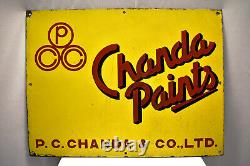 Vintage Chanda Paints Advertising Sign Porcelain Enamel Color Collectibles Rare