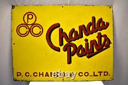 Vintage Chanda Paints Advertising Sign Porcelain Enamel Color Collectibles Rare