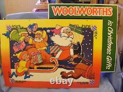 Vintage Christmas Woolworths Cardboard Advertising Signs Large x 4 1988 RARE