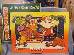 Vintage Christmas Woolworths Cardboard Advertising Signs Large x 4 1988 RARE