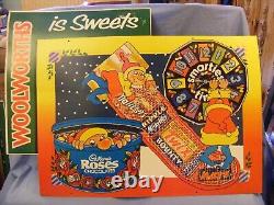 Vintage Christmas Woolworths Cardboard Advertising Signs Large x 4 1988 RARE