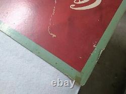 Vintage Coca-Cola Cardboard Sign Poster Lady Advertising RARE 1949 Litho 36x20