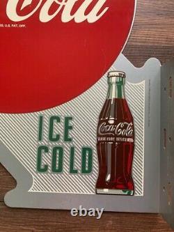 Vintage Coca-Cola Coke Double Sided Flange Sign Limited Reissue Rare Collectable