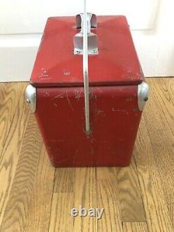 Vintage Coca Cola Coke Metal Cooler Chest With Rare Freezer Box Inside