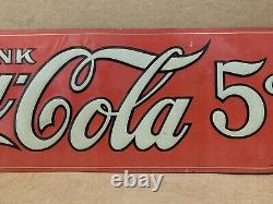 Vintage Coca Cola Sign Tin Tacker Metal Rare Original Bottle Cap Fishtail Gas
