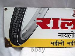 Vintage Cycle Tires Advertising Sign Ralson Porcelain Enamel Collectibles Rare