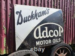 Vintage Duckhams Adcol Motor Oil Enamel Advertising Sign Automobilia Garage Rare