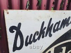 Vintage Duckhams Adcol Motor Oil Enamel Advertising Sign Automobilia Garage Rare