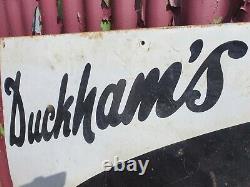 Vintage Duckhams Adcol Motor Oil Enamel Advertising Sign Automobilia Garage Rare