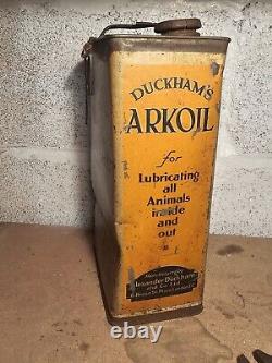 Vintage Duckhams Arkoil 1 Gallon Oil Tin Can Automobilia Garage Animal Zoo Rare