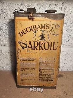 Vintage Duckhams Arkoil 1 Gallon Oil Tin Can Automobilia Garage Animal Zoo Rare