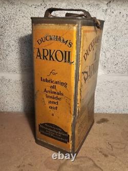 Vintage Duckhams Arkoil 1 Gallon Oil Tin Can Automobilia Garage Animal Zoo Rare