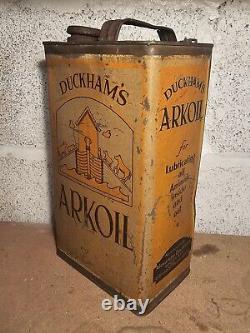 Vintage Duckhams Arkoil 1 Gallon Oil Tin Can Automobilia Garage Animal Zoo Rare