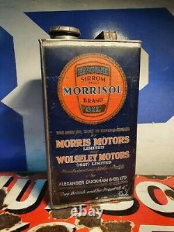 Vintage Duckhams Morrisol Motor Oil 1 Gallon Can / Tin Rare Early Automobilia