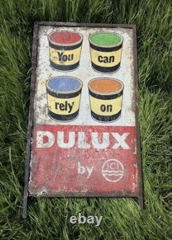 Vintage Dulux Paint by ICI Metal Advertising Sign 1950s Rare Decorative Salvage