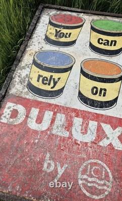 Vintage Dulux Paint by ICI Metal Advertising Sign 1950s Rare Decorative Salvage