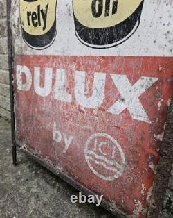 Vintage Dulux Paint by ICI Metal Advertising Sign 1950s Rare Decorative Salvage