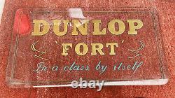 Vintage Dunlop Fort Reverse Etched Glass Garage Sign circa 1930s RARE