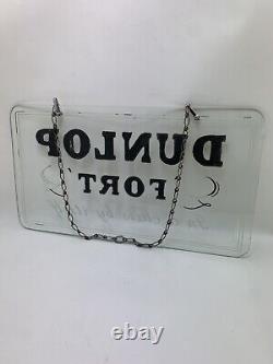 Vintage Dunlop Fort Reverse Etched Glass Garage Sign circa 1930s RARE