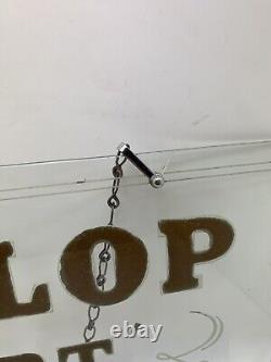 Vintage Dunlop Fort Reverse Etched Glass Garage Sign circa 1930s RARE