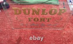Vintage Dunlop Fort Reverse Etched Glass Garage Sign circa 1930s RARE