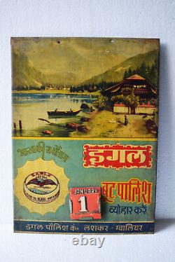 Vintage Eagle Boot Polish Advertising Tin Sign Calendar Depicting Scenery Rare3