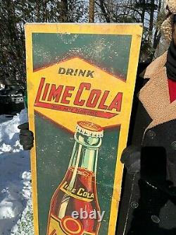 Vintage Early Rare Lime Cola Soda Pop Bottle Vertical Sign 39X13