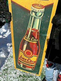 Vintage Early Rare Lime Cola Soda Pop Bottle Vertical Sign 39X13