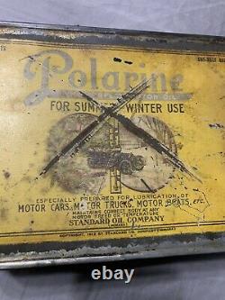 Vintage Early Rare Standard Oil Car Truck Boat Polarine One Half Gallon Oil Can