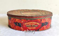 Vintage Edmondson's Original Red Seal Toffee Advertising Tin England Rare TI782