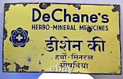 Vintage Enamel Porcelain Sign Deschene' Herbo Mineral Medicines Advertising Rare