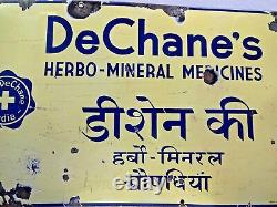 Vintage Enamel Porcelain Sign Deschene' Herbo Mineral Medicines Advertising Rare