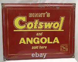 Vintage Enamel Porcelain Sign Sheep Wool Cotswol And Angola Rare Advertise #63