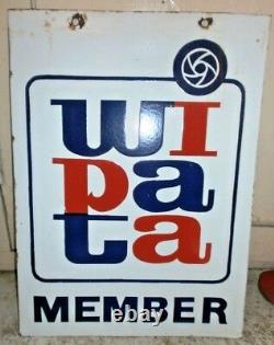 Vintage Enamel Porcelain Sign Wi Pa Ta Member Double-Sided sign Board Rare #65