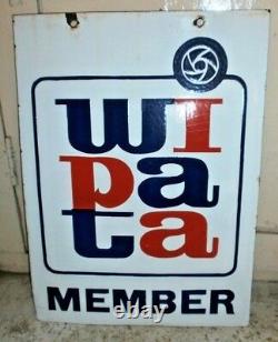 Vintage Enamel Porcelain Sign Wi Pa Ta Member Double-Sided sign Board Rare #65