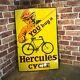 Vintage Enamel Sign Rare Hercules Cycle Original Enamel Sign #3624