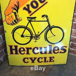 Vintage Enamel Sign Rare Hercules Cycle Original Enamel Sign #3624