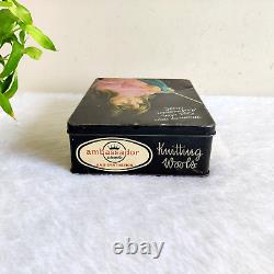 Vintage English Kid Girl Graphics Ambassador Wool Advertising Rare Tin Box T317