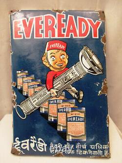 Vintage Eveready Battery & Torch Sign Board Porcelain Enamel Collectibles Rare9