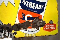 Vintage Eveready Sign Board Porcelain Enamel Torch Cell Bulb Collectibles Rare