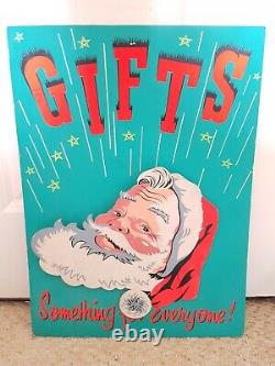 Vintage Father Christmas Santa Claus Card Advertising Sign Shop Display Rare