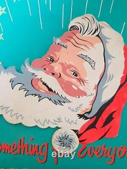 Vintage Father Christmas Santa Claus Card Advertising Sign Shop Display Rare