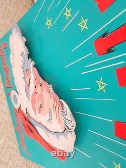 Vintage Father Christmas Santa Claus Card Advertising Sign Shop Display Rare