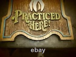 Vintage Faux Wood Carved painless dentistry practiced here! Faux sign RARE 24X18