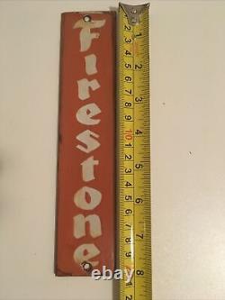 Vintage Firestone Enamel Sign Vertical Rare