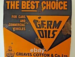 Vintage Germ Motor Oil For Car Enamel Porcelain Sign Germany Automobile Rare #F