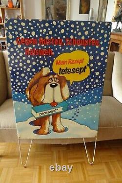 Vintage German 1960s 70s Enamel Sign Dog Display Prop Industrial RARE