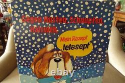 Vintage German 1960s 70s Enamel Sign Dog Display Prop Industrial RARE