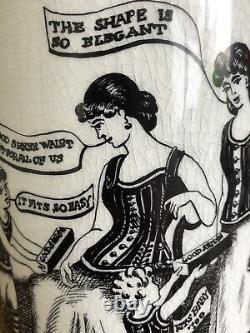 Vintage Glazed Stoneware Jar Kitchenalia Fashion Advertising RARE Crazed Pottery