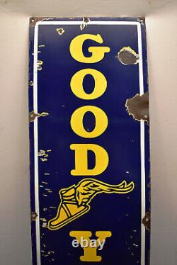 Vintage Goodyear Tyres Tires Advertising Porcelain Enamel Sign Circa 1940 Rare